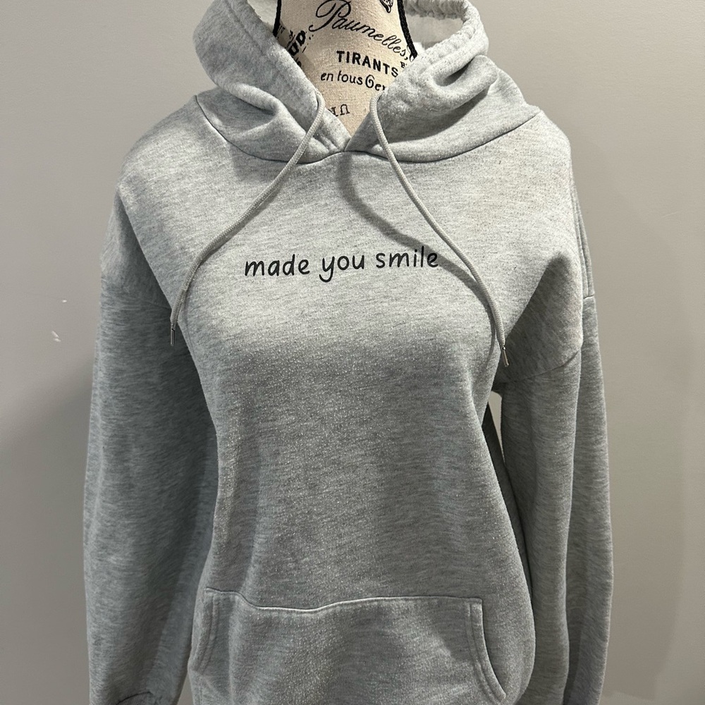 Gray Hoodie with 'Made You Smile' Print - Picture 4 of 7
